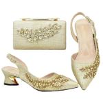 Supoo Good quality gold Italian ladies shoes matching bags african wedding low