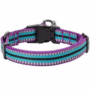 Wholesale 3M Reflective Soft Nylon Dog Collar Multi Colored Stripe Customized Size from china suppliers