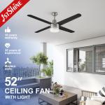 Strong Wind 52 Inches Modern Copper Motor 4 Black LED SS Blade Ceiling Fan with