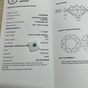 Wholesale Carat 1.11ct Clarity VS2 Lab Created Blue Diamond Round Shape from china suppliers