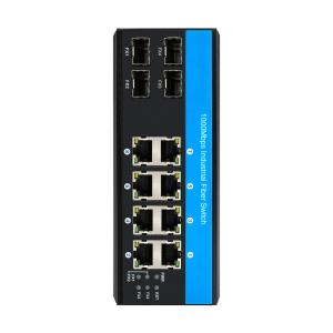 Wholesale 12 Port 10/100/1000mbps Unmanaged Din-rail Poe Switch 4 SFP Ports+ 8 RJ45 Ports Ethernet Switch from china suppliers