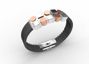 Wholesale Top Quality Europe Fashion Stainless Steel Genuine Leather Silicone Bangle Bracelet ADB97 from china suppliers