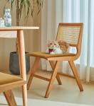 Home Furniture Lacquered Finish Solid Wood Dining Chair With Cushion And Natural