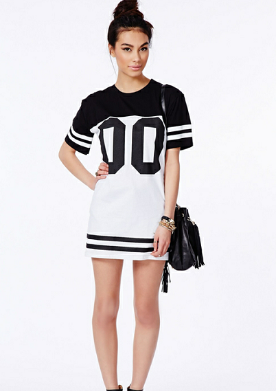 Fashion Women Longline Loose Long T Shirt Baseball Dress With Printed