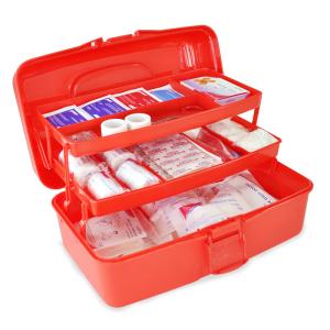 Wholesale Small Plastic First Aid Kit Container Red Vehicle Emergency Medical Responder Kit 3 Layer from china suppliers
