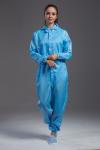 ESD Cleanroom Anti static coverall connect with hood blue color conductive fiber
