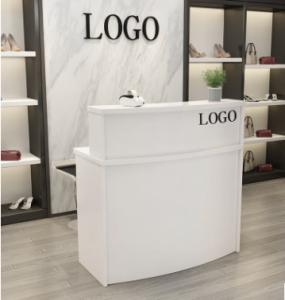 China Wooden Reception Desk Display Case With Acrylic Logo For Shopping Mail on sale