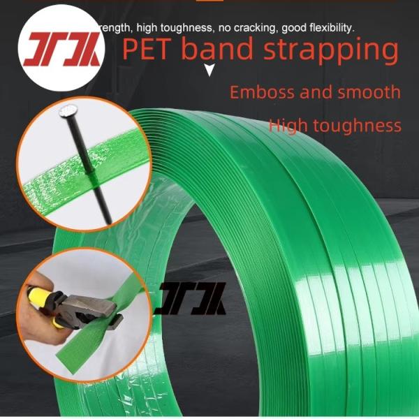 Green Color Embossed 20Kg Width Polyester PET Strapping 1200 Length Break
