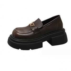China Casual School Leather Shoes Thick Soled Uniform Leather Shoes For Girls on sale