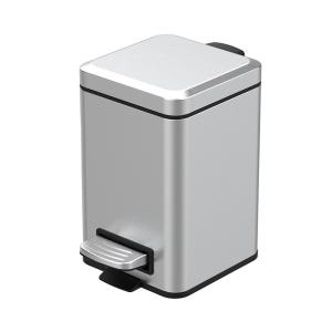 Wholesale 5L Square Foot Pedal Waste Bin Stainless Steel Trash Can Metal Garbage Can for Office Hotel Home Customized from china suppliers