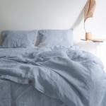 Cloud Mink Velvet Fabric Queen Size Duvet Cover Set for Organic Flax Linen