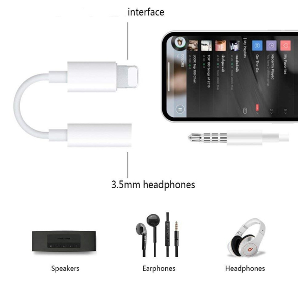 3.5mm Aux Headphone Jack 8.0CM Lightning Adapter Cable