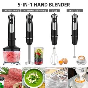 Wholesale Kitchen electric appliances 5-in-1 blender hand held with whisk,milk frother,500ml chopper,600ml beaker from china suppliers