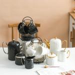 Plain White Savall HoReCa Porcelain White Teapot With Gold Trim