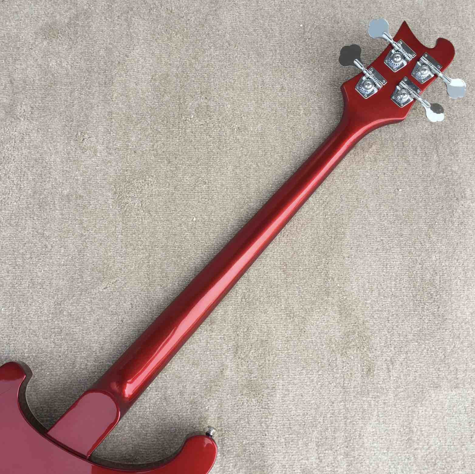 Best Bass Top quality Rick 4003 model Ricken 4 strings Electric Bass guitar in metal red color Chrome hardware