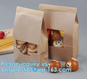China Tin tie tea pouch bag, coffee bean packaging stand up k kraft paper tea paper bag with window Cookie choco pouch on sale