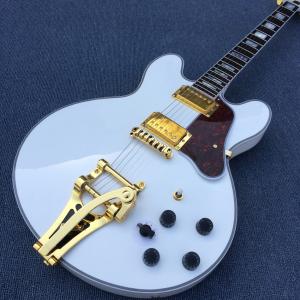 Wholesale High quality hollow body jazz electric guitar,The White Guitar, the real abalone mother inlaid with the finger plate from china suppliers