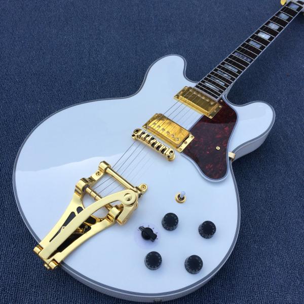 High quality hollow body jazz electric guitar,The White Guitar, the real abalone