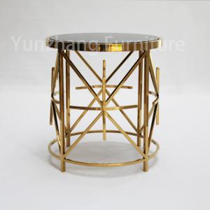 Wholesale Luxury Round Side Table SS201 tempered glass Sofa Table For Living Room from china suppliers