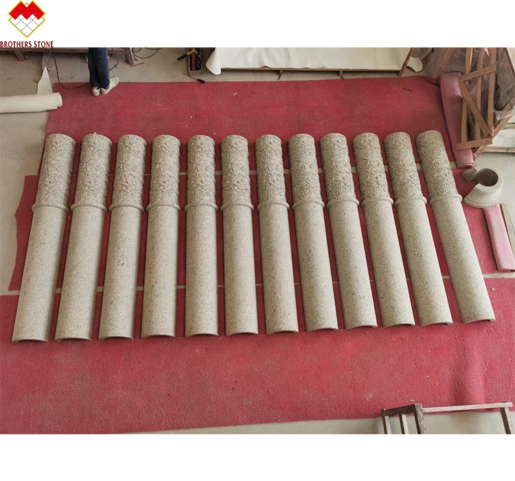American Style Granite Marble Covering Pillar Carving Hollow Round Column at Yunfu Sale