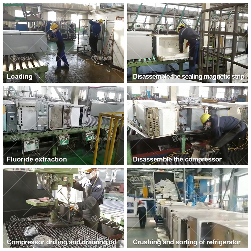 Large / Small Capacity Waste Refrigerator Recycling Line Eco Friendly
