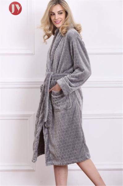 Luxury Flannel Fleece Robe Long Sleeve Nightwear Heated Bathrobe Nightdress