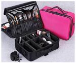 Big Cosmetic Organizer Bag With Adjustable Dividers Polyester / Nylon Material