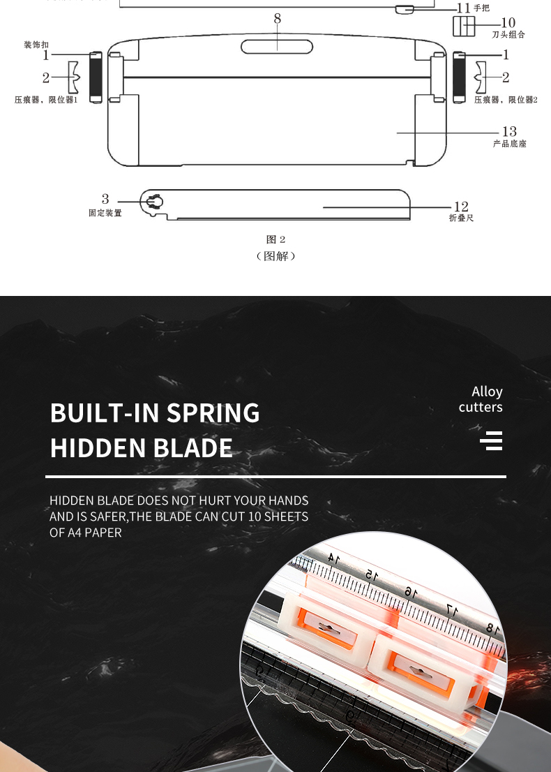 Multifunctional Mini A4 Paper Cutter 2 In 1 Cutting and Creasing for DIY Projects
