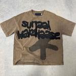 O-Neck Embroidered Patch Applique Stitched Tee Cotton Boxy Cropped T-Shirt for
