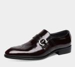 Comfortable Handcrafted Men's Dress Shoes Black Italian Monk Strap Men'S Shoes