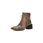 Zip Up Imitation Alligator Ladies Flat Boots Womens Block Heel Ankle Boots