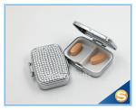 Shinny Gifts Silver Plating Diamond Design Metal Pill Box Traveling Pill Box for