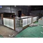 20mm MDF Mobile Phone Display Showcase 3pcs Storages Tempered Glass Top