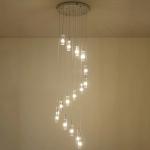 LED Pendant Light Staircase Crystal Chandelier Hanging Lamp Spirl hanging