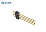 2.54mm Round Female Pin Header 4 Pin Gold Plated H3.0 Straight PCB Dip Solder