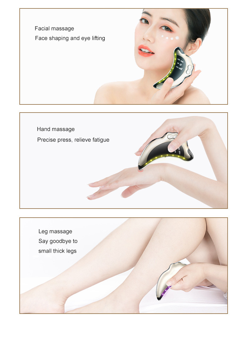 Portable Electric Face Lifting Multi Functional Guasha Scrapping Massage Board For Face