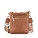 NEW DETACHABLE JACQUARD STRAP RETRO COLOR PU LEATHER CROSSBODY BAG CROSS-BORDER