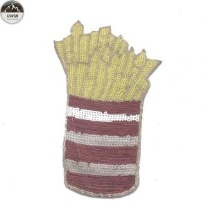 Wholesale French Fries Style Sequin Embroidery Patches For Clothing , Hats , Shoes from china suppliers