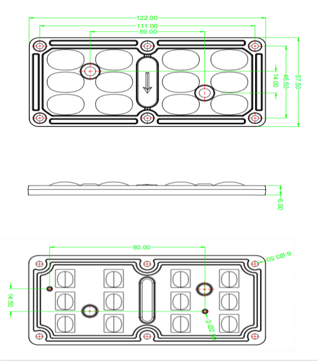 3030 SMD LED PCB Board for 30 to 45W Street Light Modules with Customized Lens Design