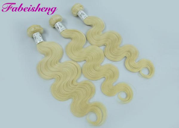 Quality # 613 Blonde Colored Hair Extensions Full End / Virgin Human Hair Bundles for sale