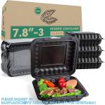 Meal Prep Containers, 65 Pack Clamshell Food Containers 7.8 Inch Black 3