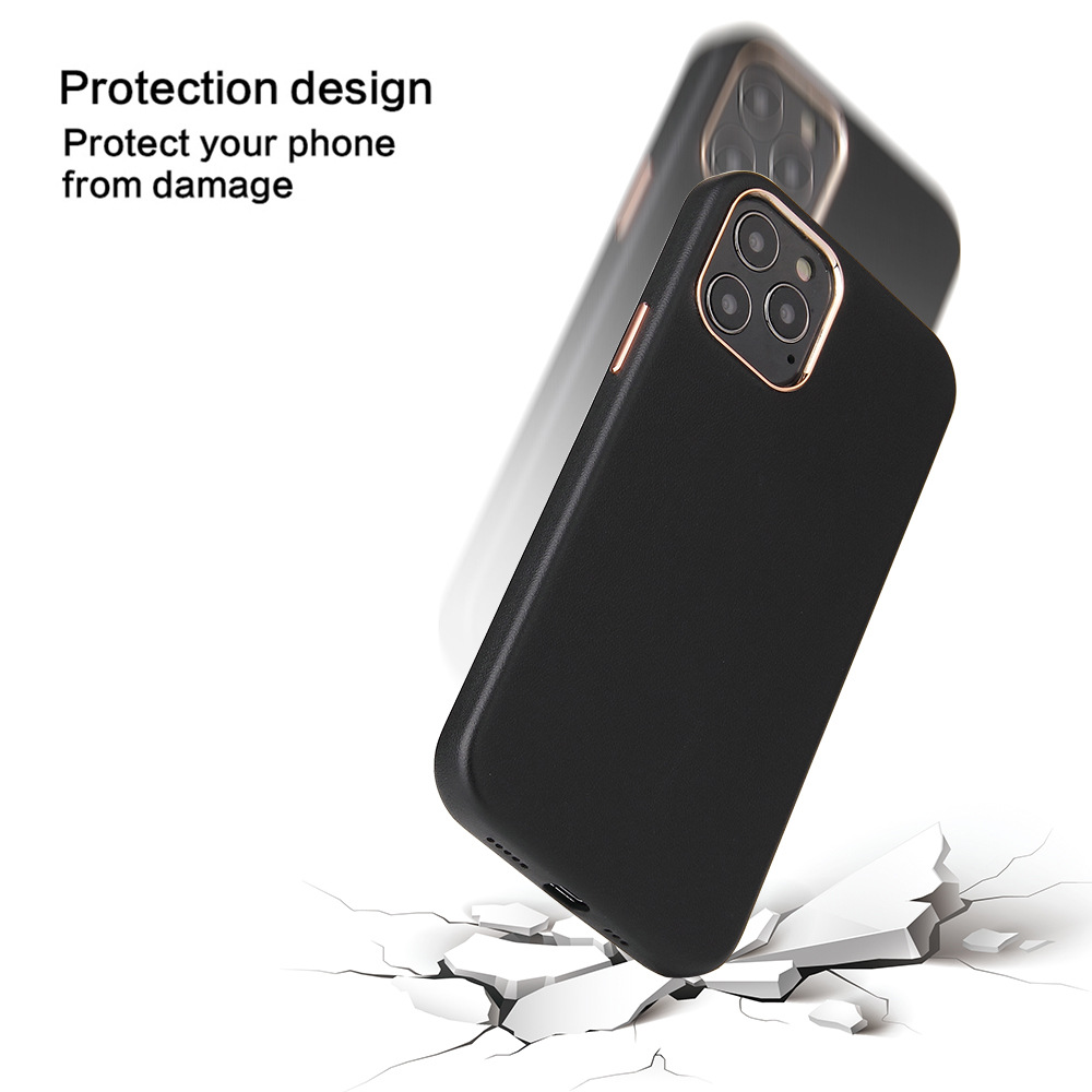 Sports Design Style Leather Case for iPhone 13 Pro Max Customized Logo Gold Ring