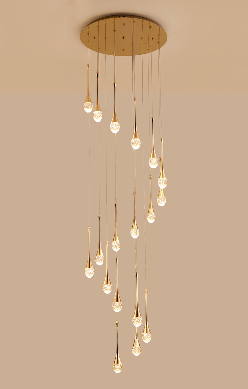 Modern staircase chandelier for living room crystal loft long hanging lamp guzhen lighting(WH-NC-61)
