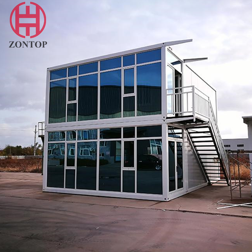Zontop portable easy assemble glass curtain office prefabricated houses shipping container prefab steel homes