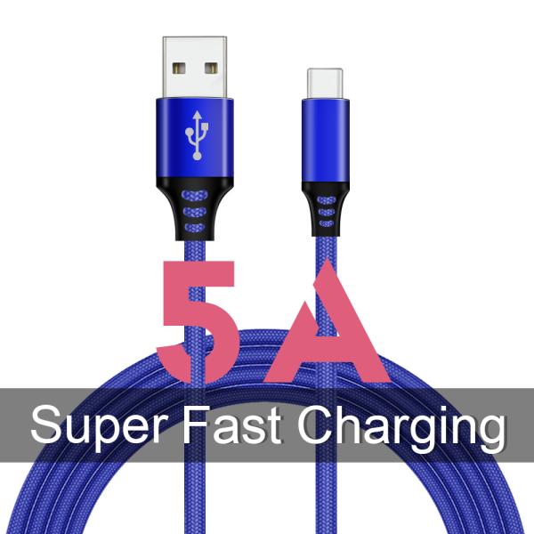 Quality 5A Smart Type C Cloth Braided Cable for Android Phone Charge Data Sync for sale