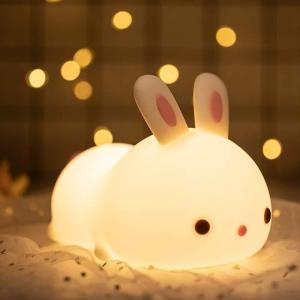 Wholesale Soft Silicone Rabbit Kids Nursery Bedside Nightlight Lamp Gifts Touch Sense RGB LED Bunny Night Light from china suppliers