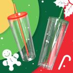 Double Wall Acrylic Sublimation Glass Snow Globe Tumbler 24oz