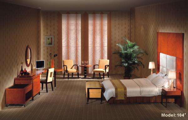 Gelaimei Cherry Color Hotel Bedroom Furniture Sets With Solid Wood Dressing