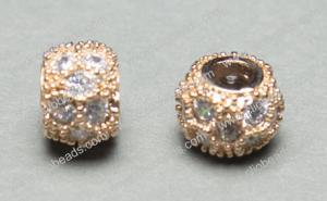 Wholesale Light Golden Plated Jewelry Bead Large Hole Brass Rondelles with Rhinestones 7X10mm from china suppliers