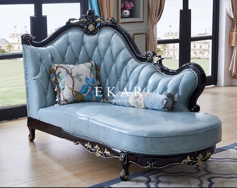 Drawing Room Luxury Leather Wooden Design L Shaped Sofa Set